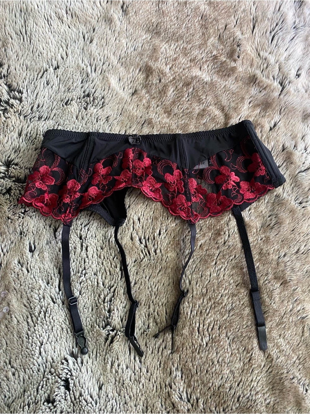 Black and Red Lace Garter Belt